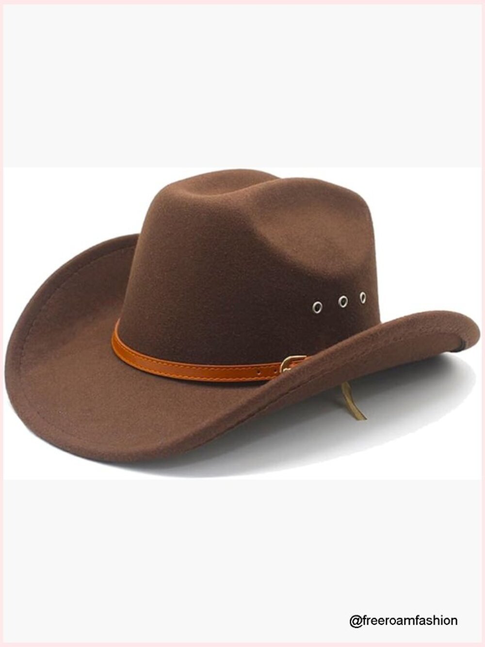 Unisex Felt Wide Brim Western Fedora Cowboy Hat with Belt Buckle